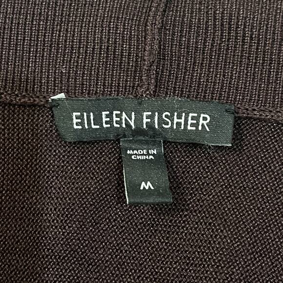 NWOT Eileen Fisher Brown Silk Blend Open Front Easy Fit Cardigan Size Medium - Picture 5 of 7